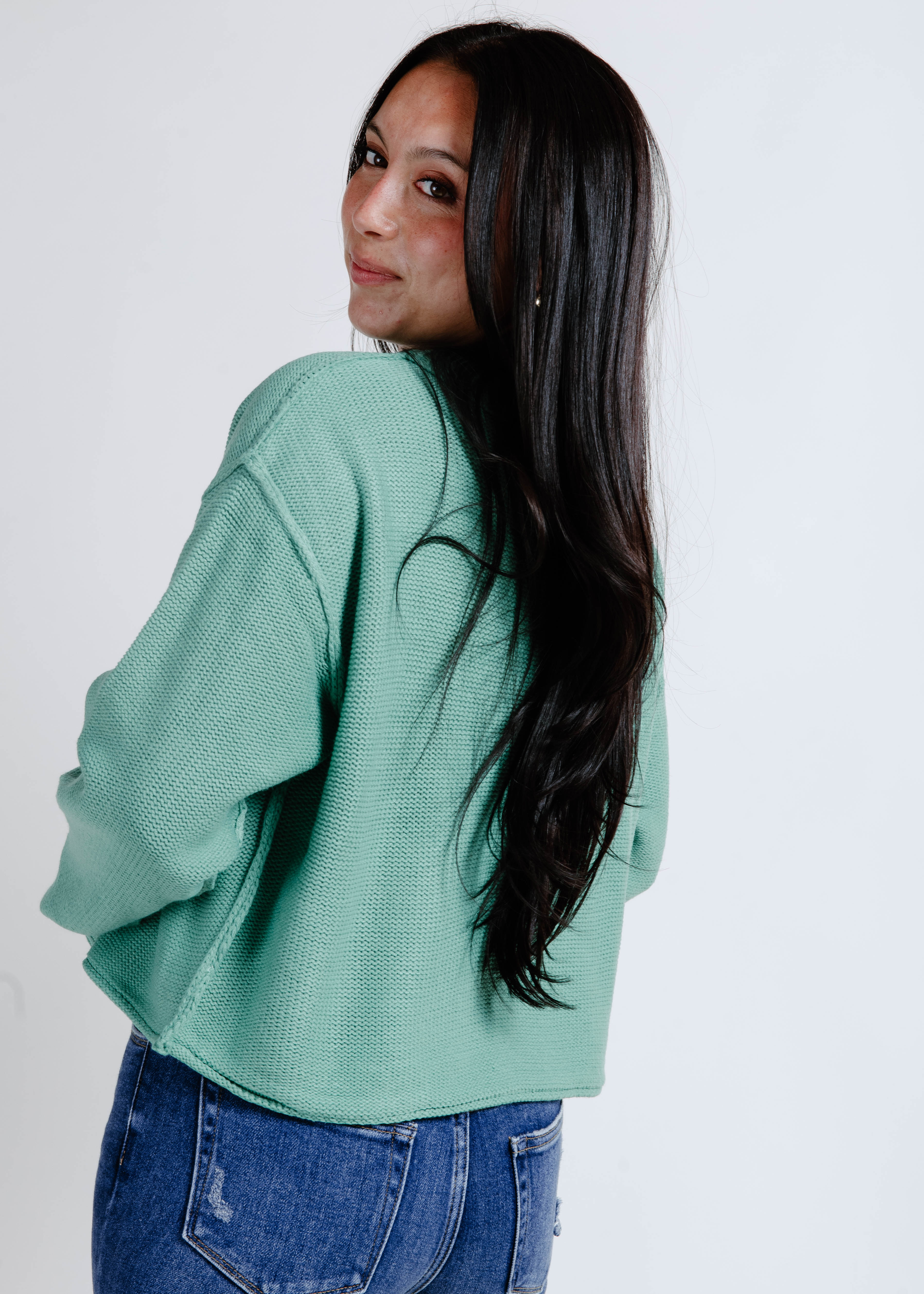 Del Cropped Sweater - Emerald