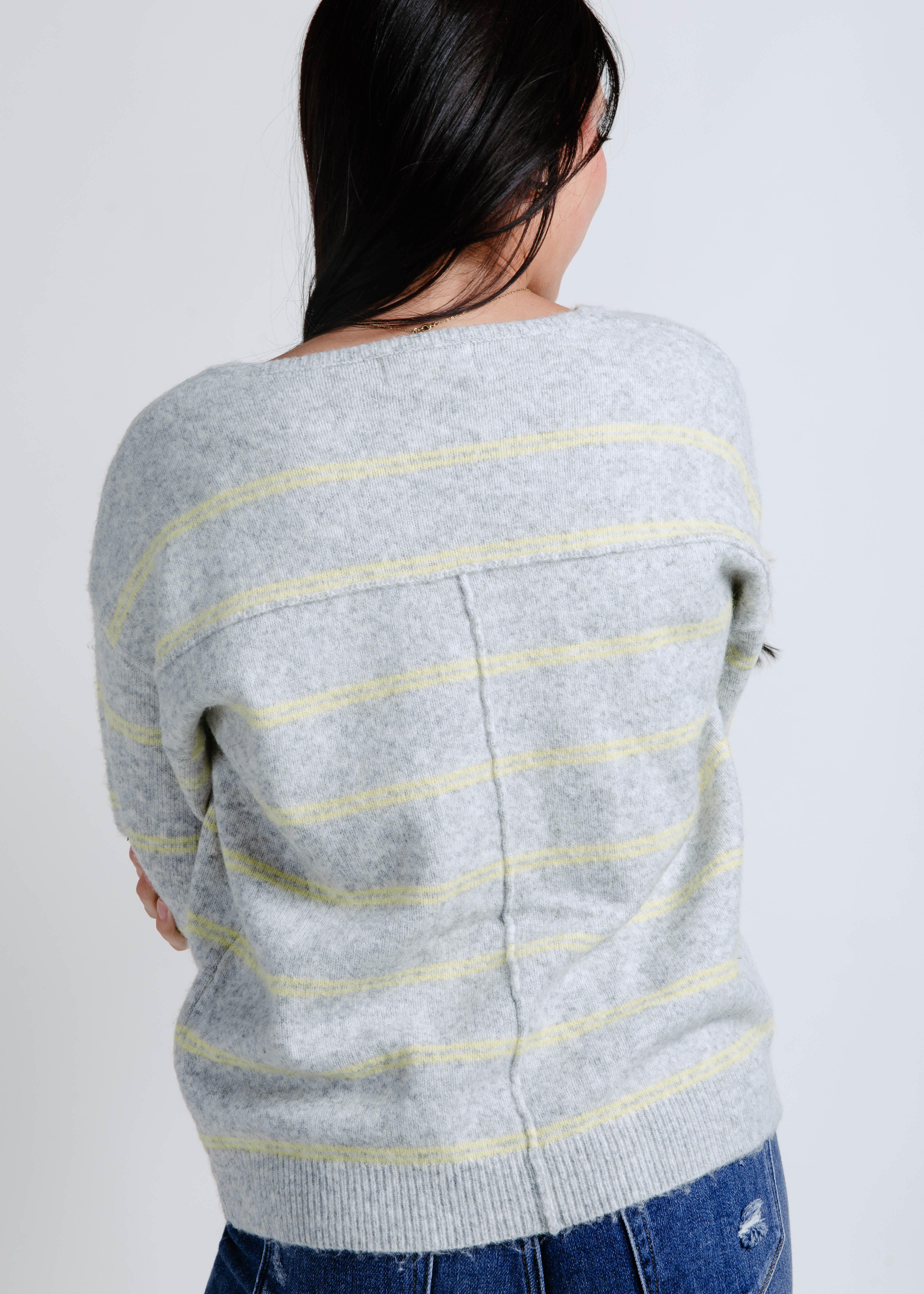 Easy Going Striped Sweater - Grey