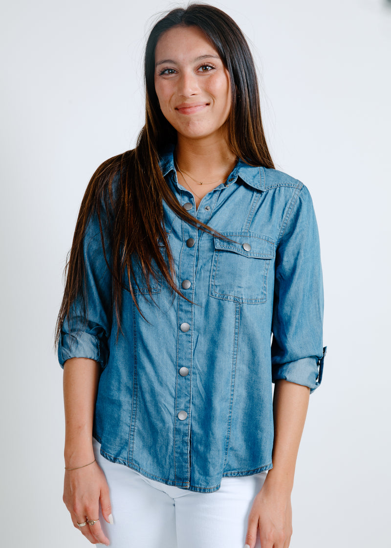 Emilie Chambray Button Down Top