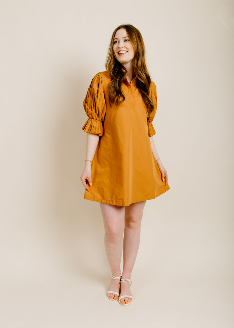 McKenzie Camel Ruffled Mini Dress