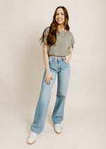 Olive Cropped Boxy Tie Tee