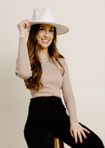Traci Taupe Ribbed Long Sleeve Top