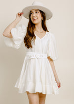 Victoria Cream Belted Mini Dress