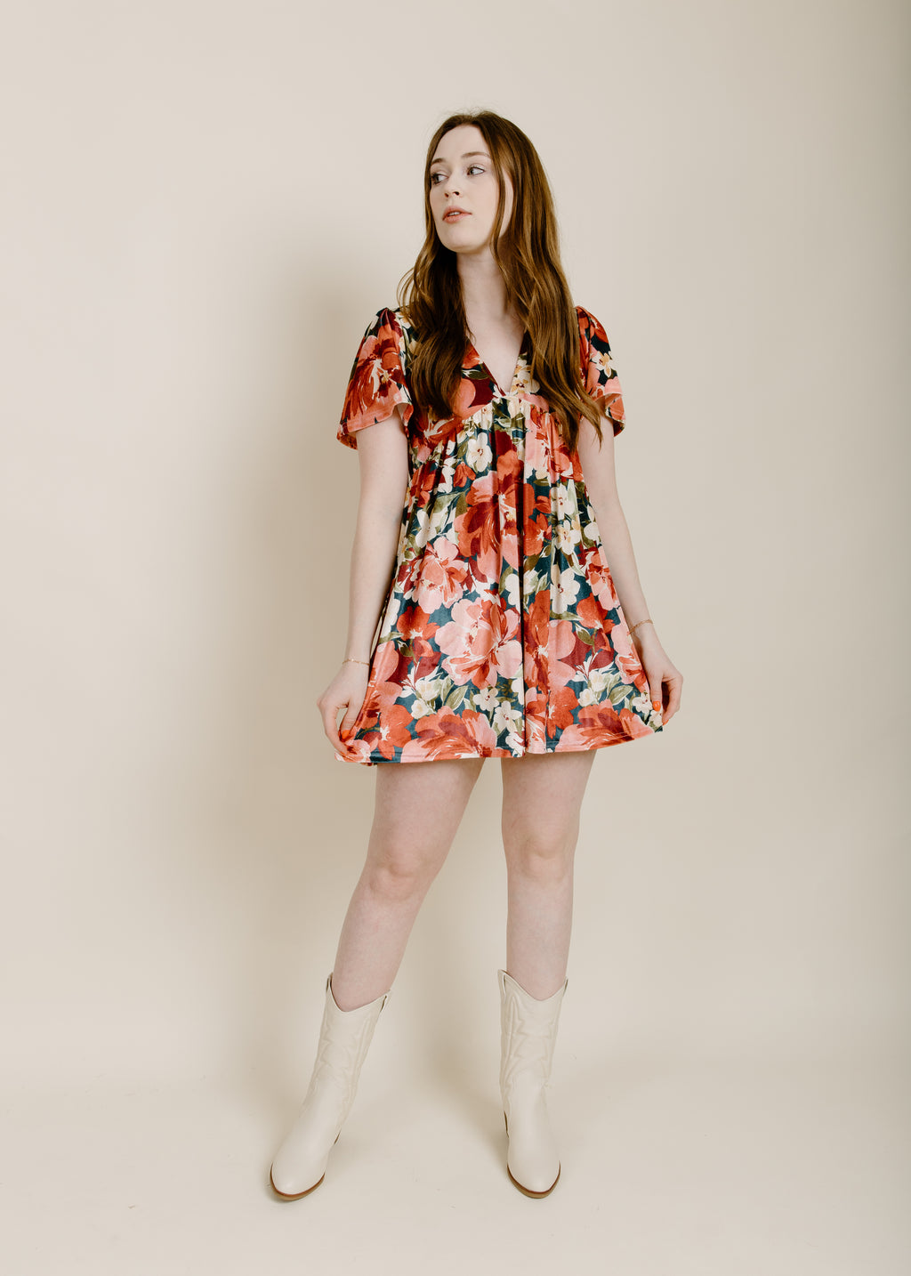 Chloe Velvet Floral Mini Dress