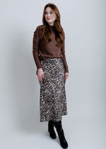 Gabriella Leopard Slip Skirt - Charcoal