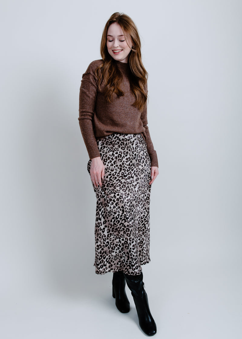 Gabriella Leopard Slip Skirt - Charcoal