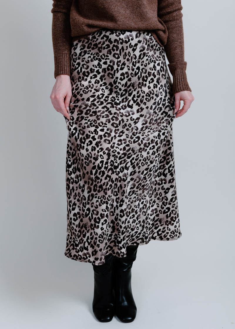 Gabriella Leopard Slip Skirt - Charcoal