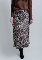 Gabriella Leopard Slip Skirt - Charcoal