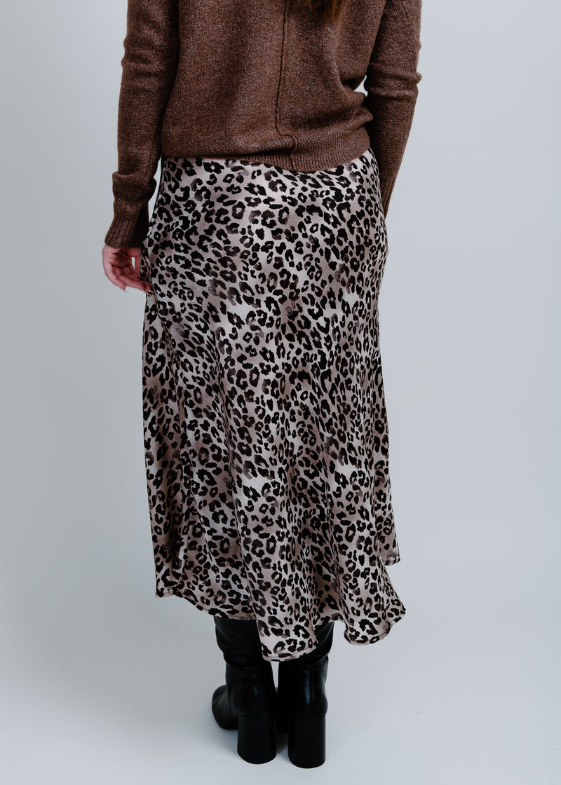 Gabriella Leopard Slip Skirt - Charcoal