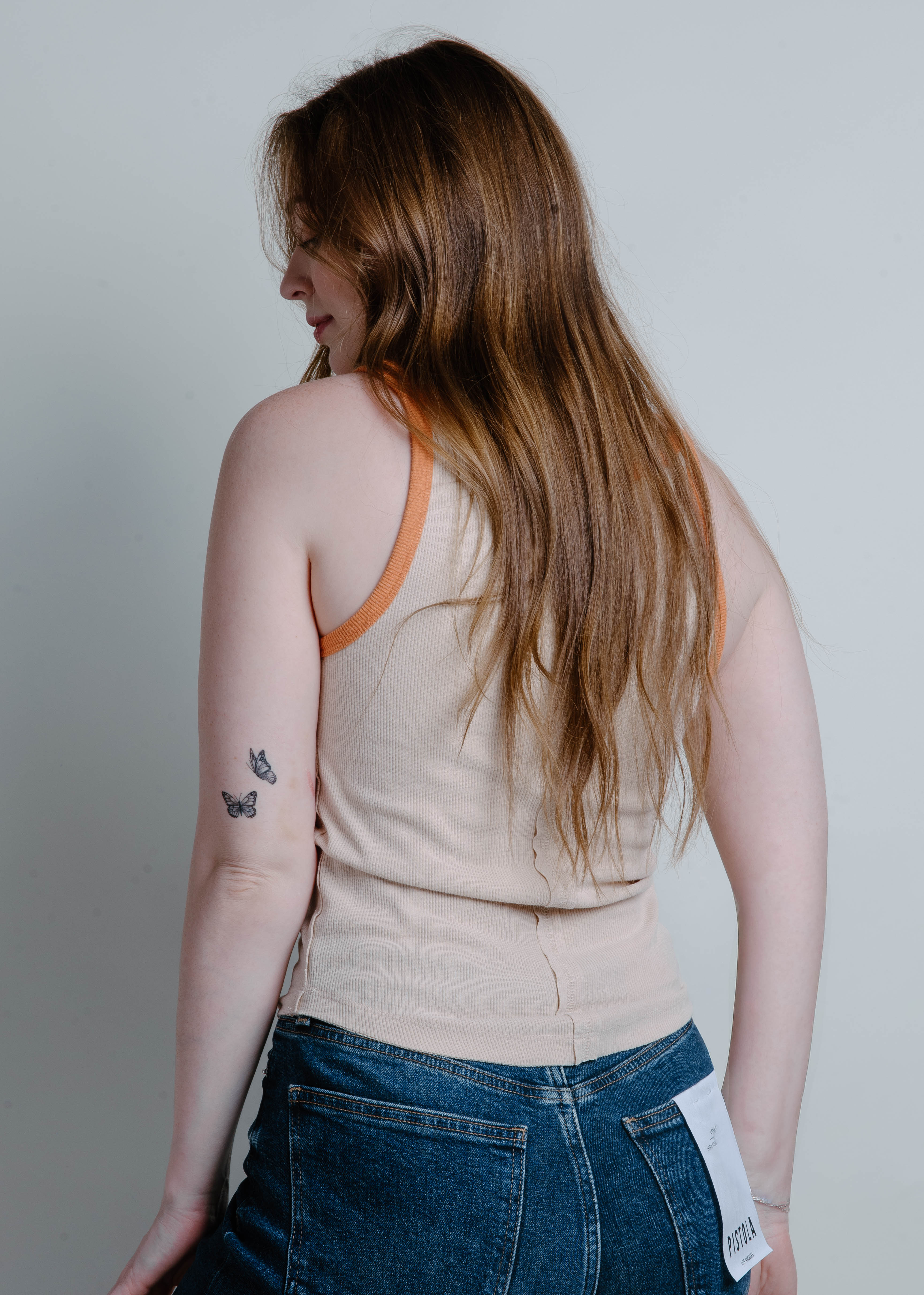 Gracie Basic Tank - Cream/Orange