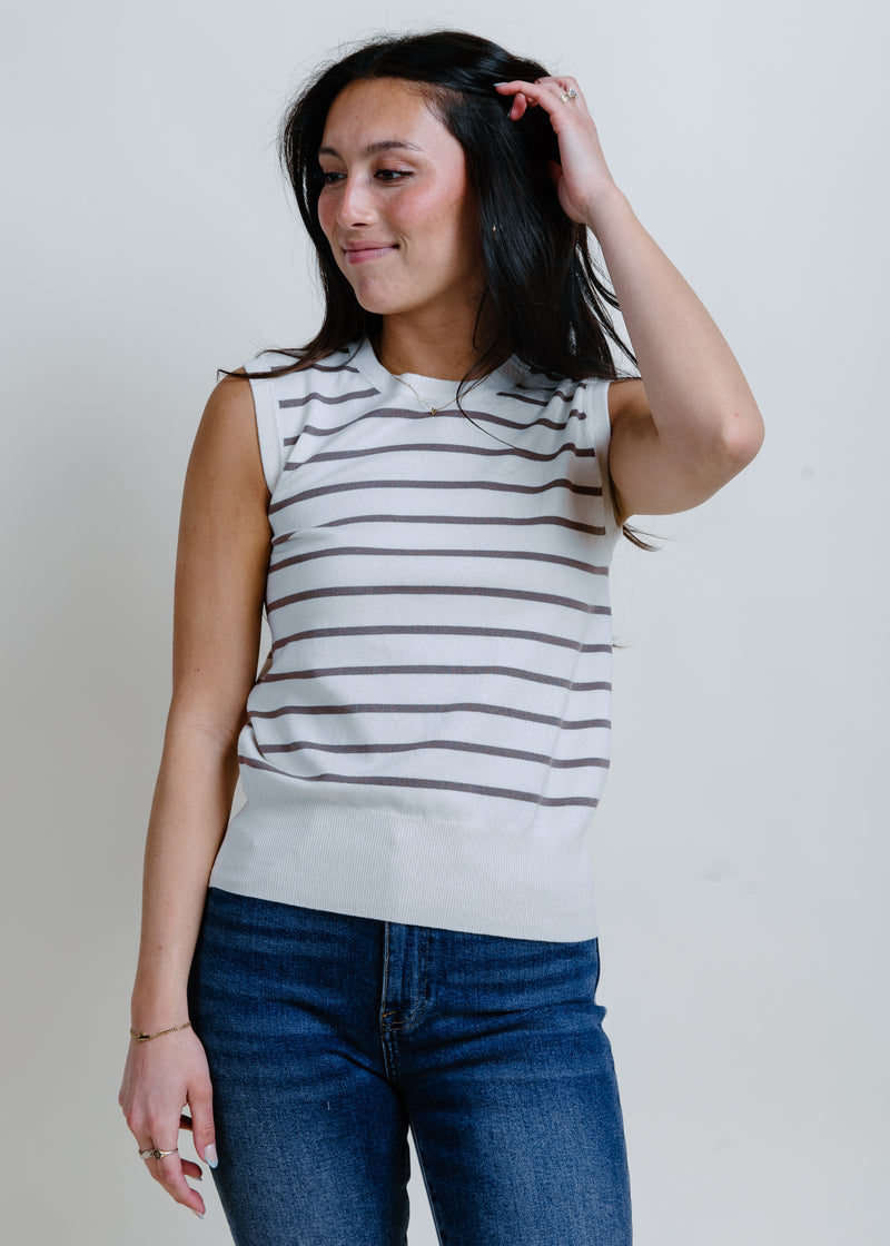 Hollie Striped Knit Top - Coco Stripe