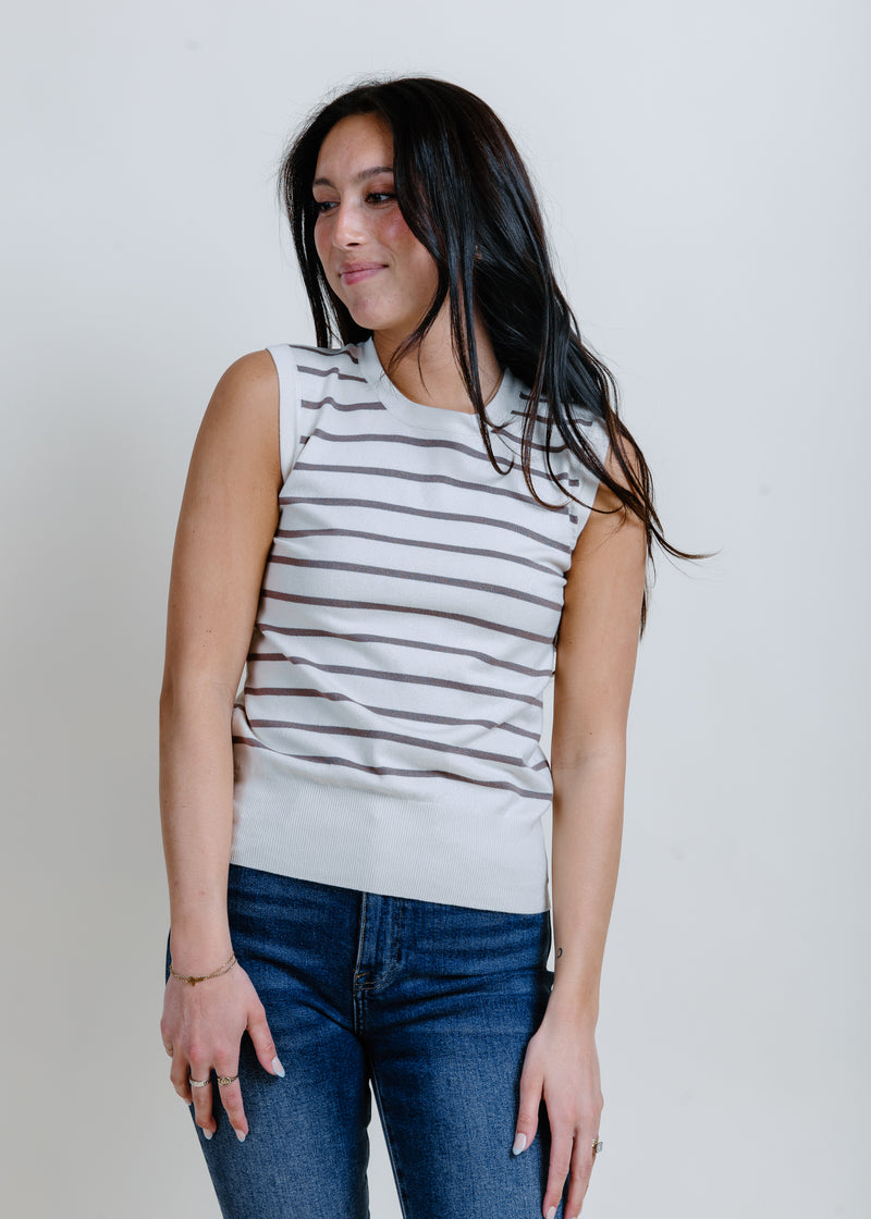 Hollie Striped Knit Top - Coco Stripe