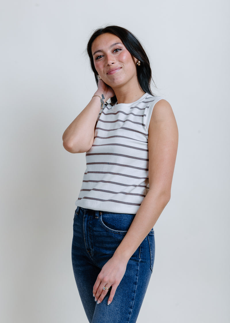 Hollie Striped Knit Top - Coco Stripe