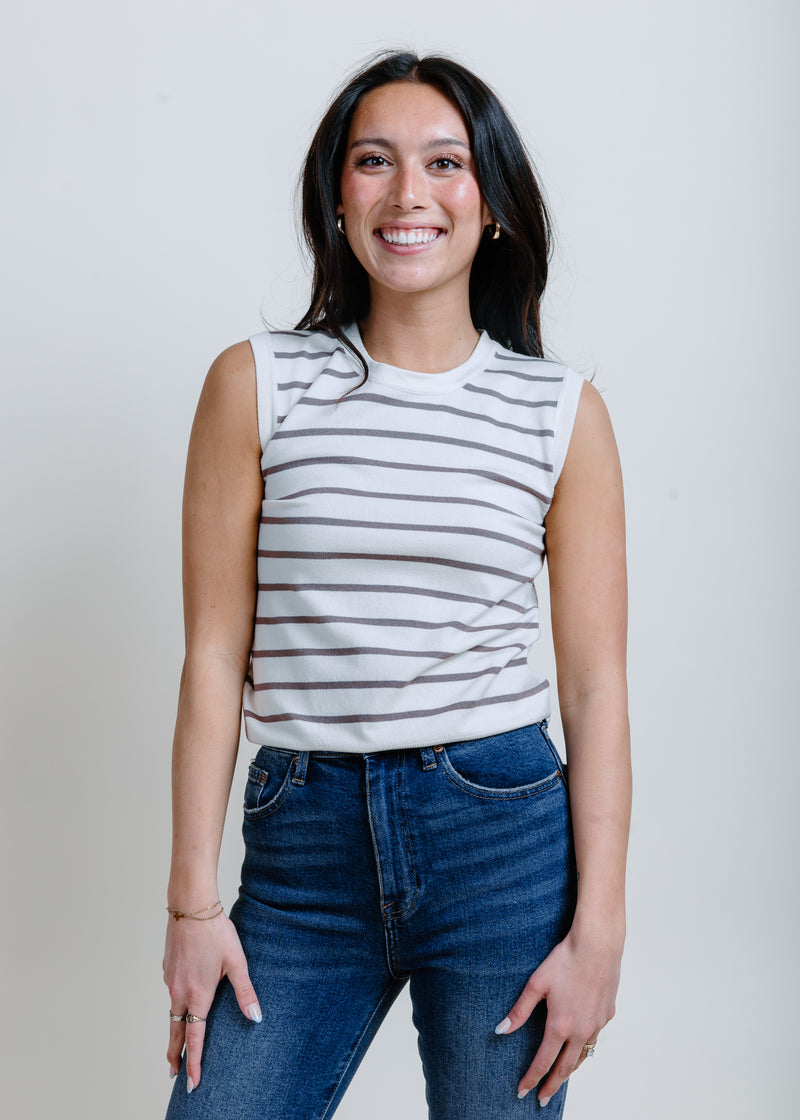 Hollie Striped Knit Top - Coco Stripe