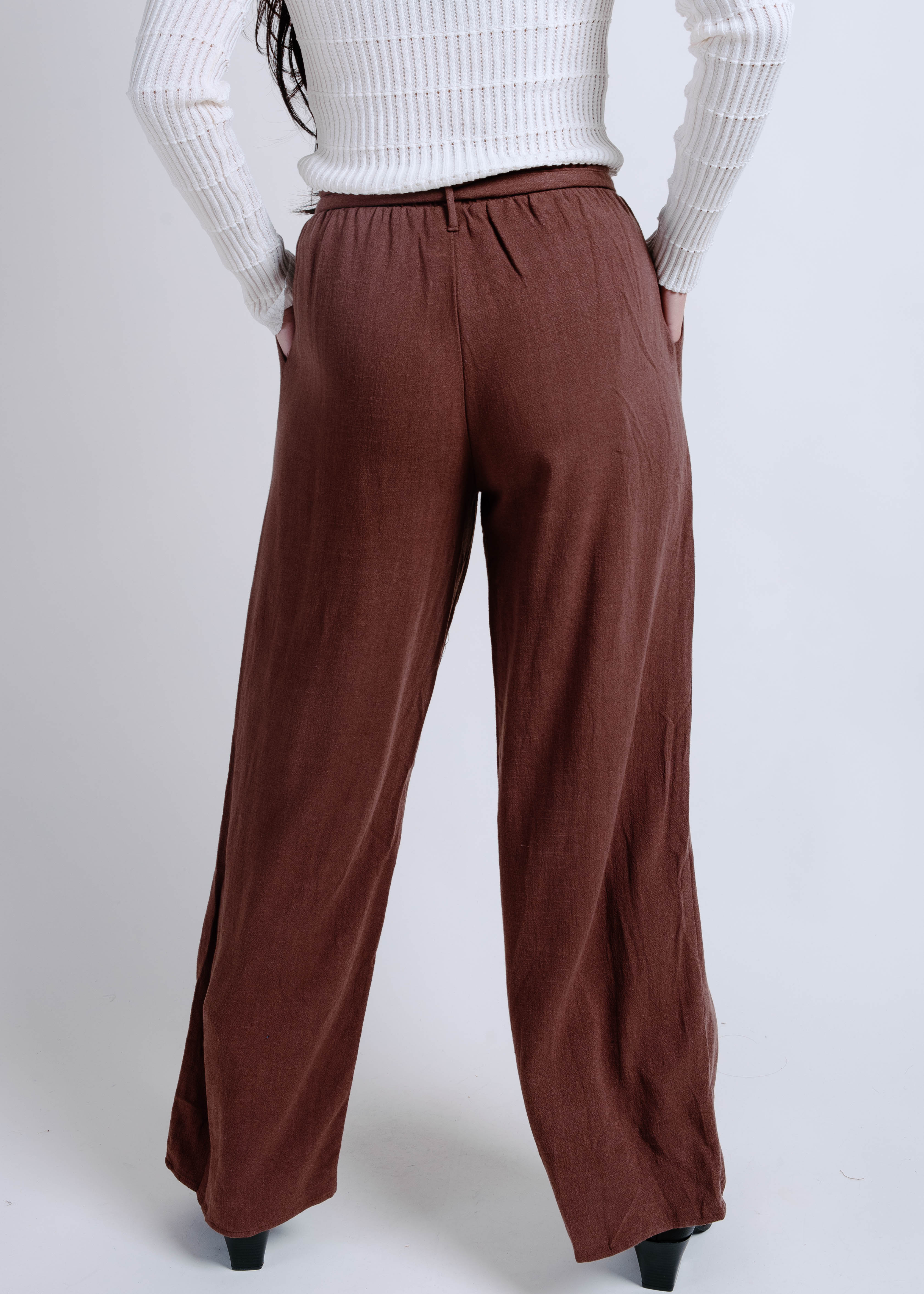 Hollie Wide Leg Pant - Chocolate