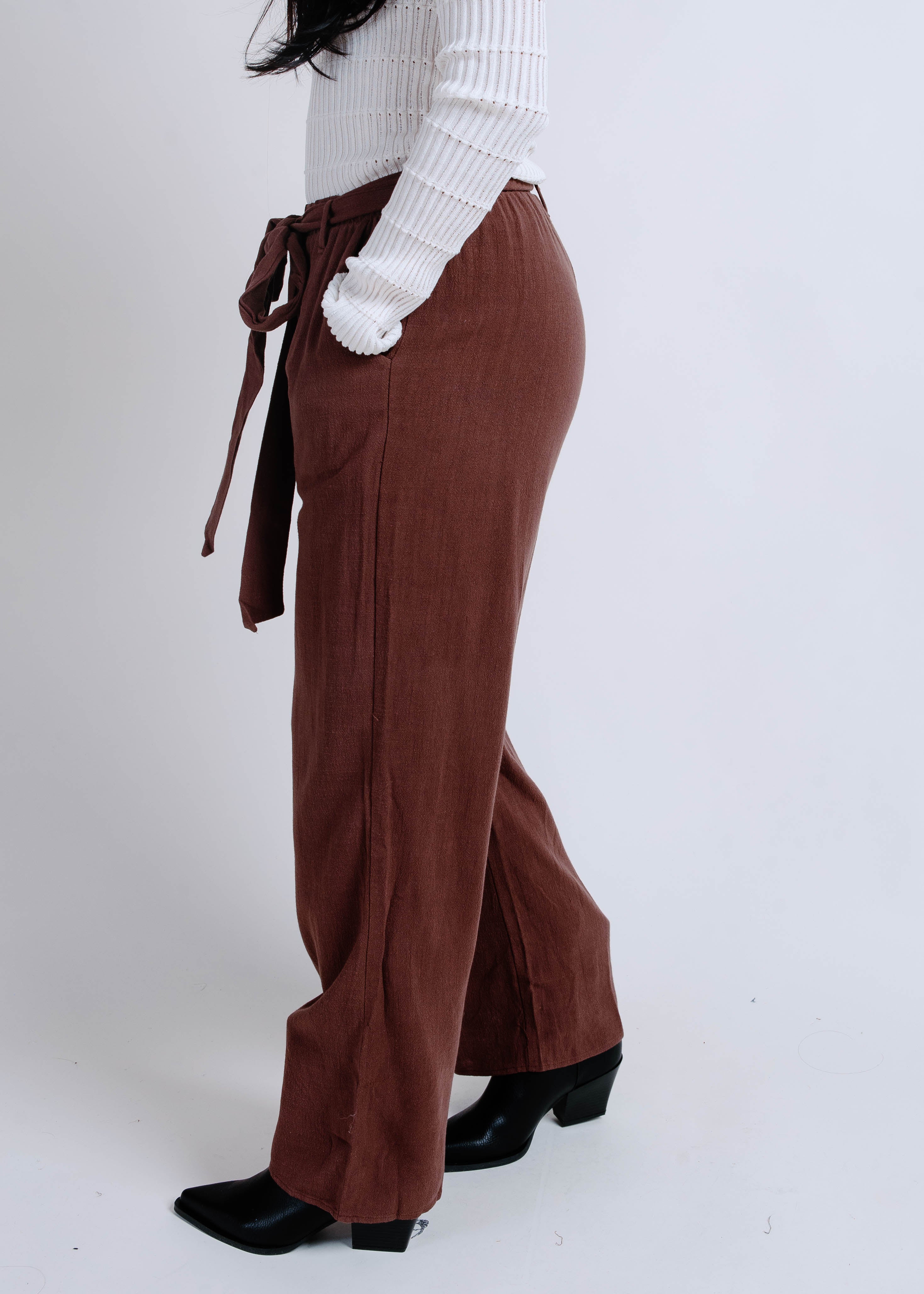 Hollie Wide Leg Pant - Chocolate