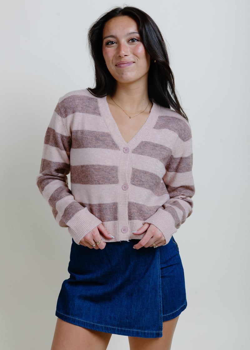 Honey Striped Cardigan - Berry