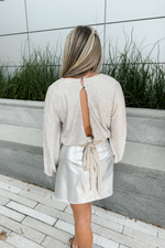 Champagne Bow Long Sleeve Top