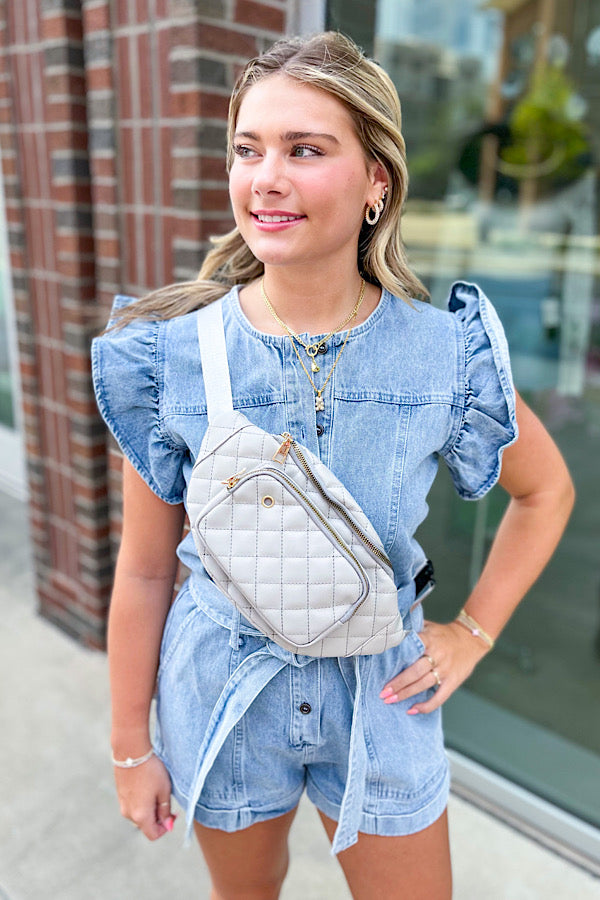 Quilted Taupe Fanny Pack