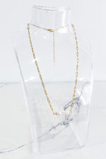 Natural Elements Gold Paperclip Pearl Necklace