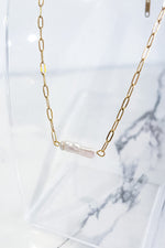 Natural Elements Gold Paperclip Pearl Necklace