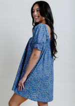 Iris Floral Mini Dress - Blue