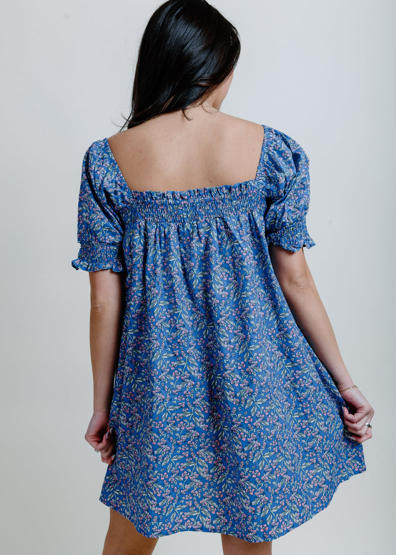 Iris Floral Mini Dress - Blue