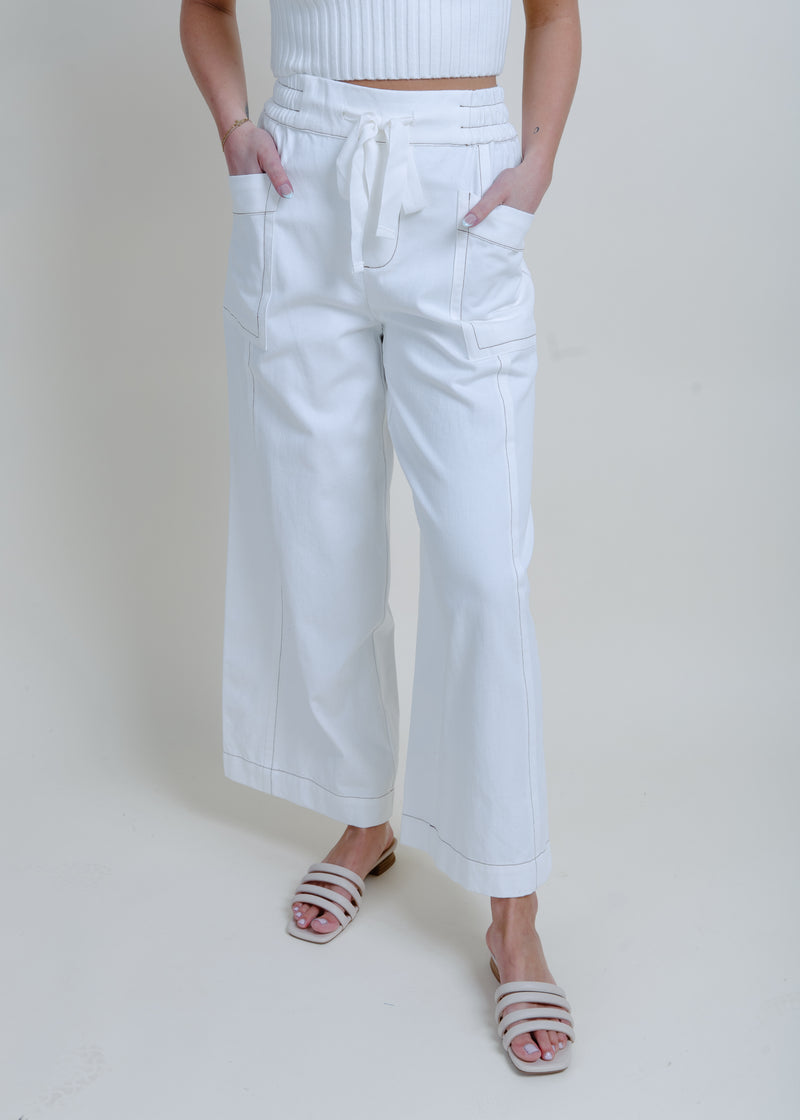 Just In Time Wide Leg Pants - Cream