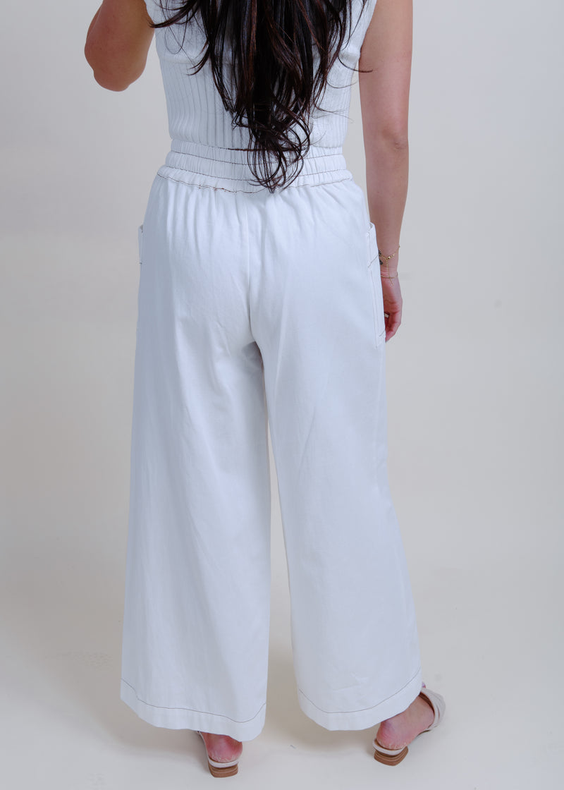 Just In Time Wide Leg Pants - Cream