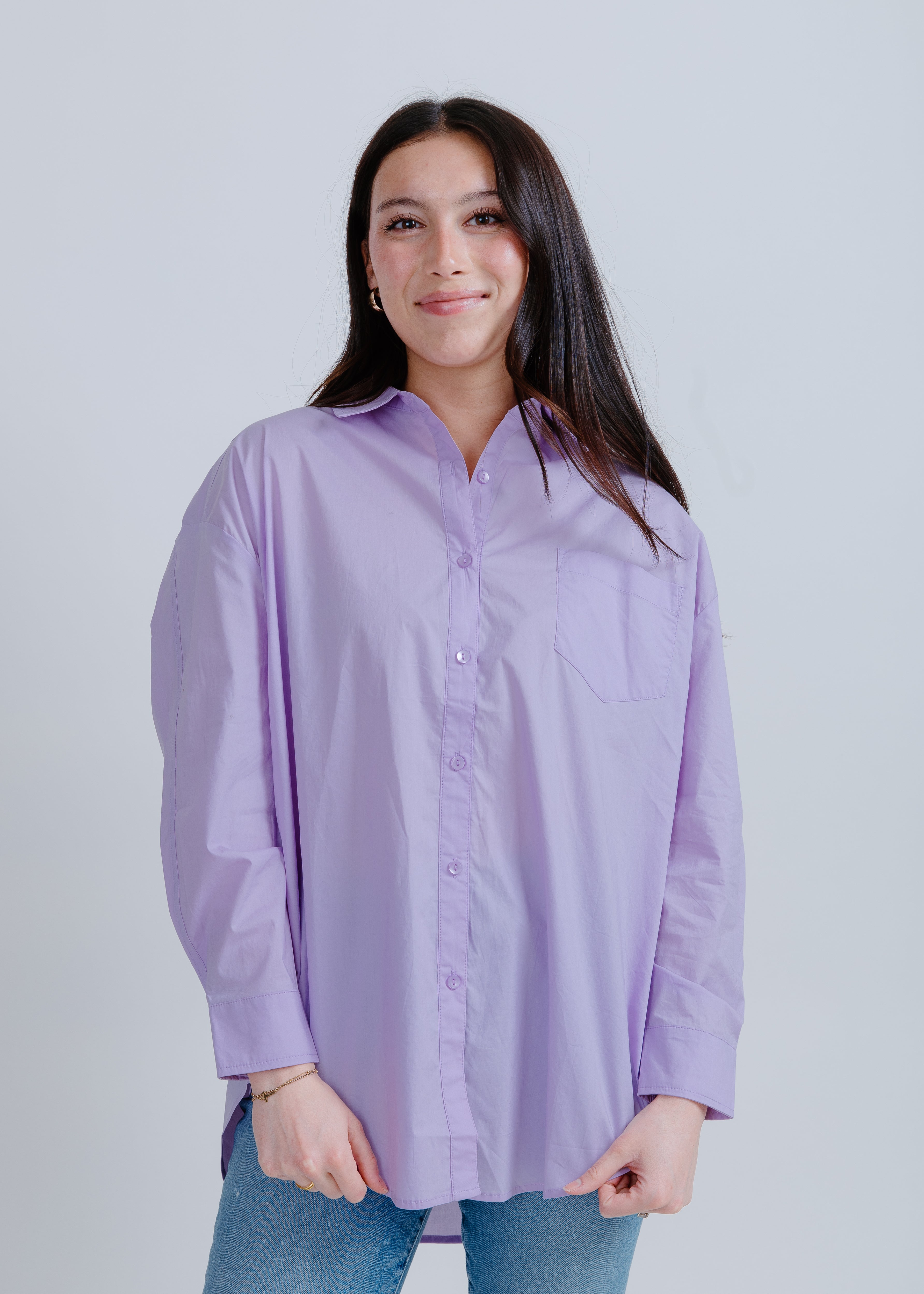 Kaitlyn Oversized Button Up - Lavender