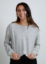 Kayla Striped Top - Ivory Black