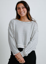 Kayla Striped Top - Ivory Black