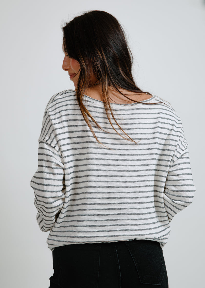 Kayla Striped Top - Ivory Black