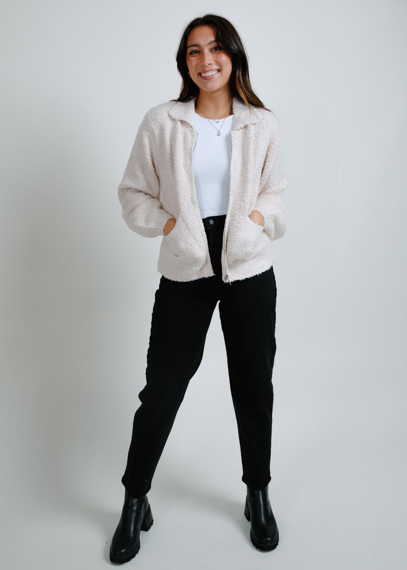 Kayla Zip Up Sweater - Tan