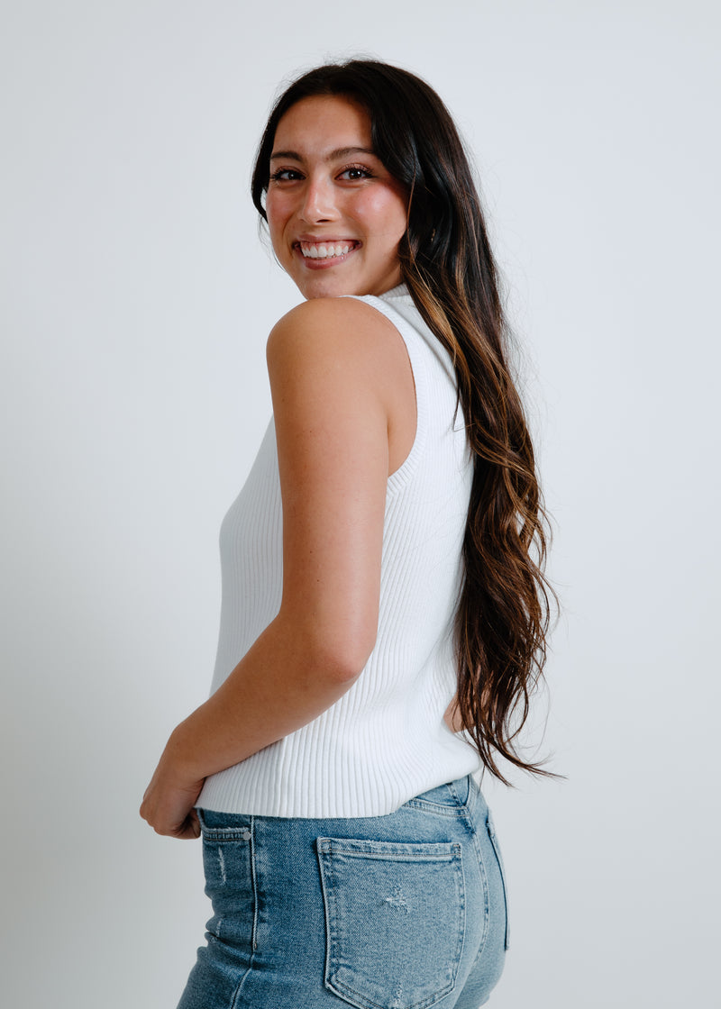 Kelsi Knit Turtleneck Top - Off White