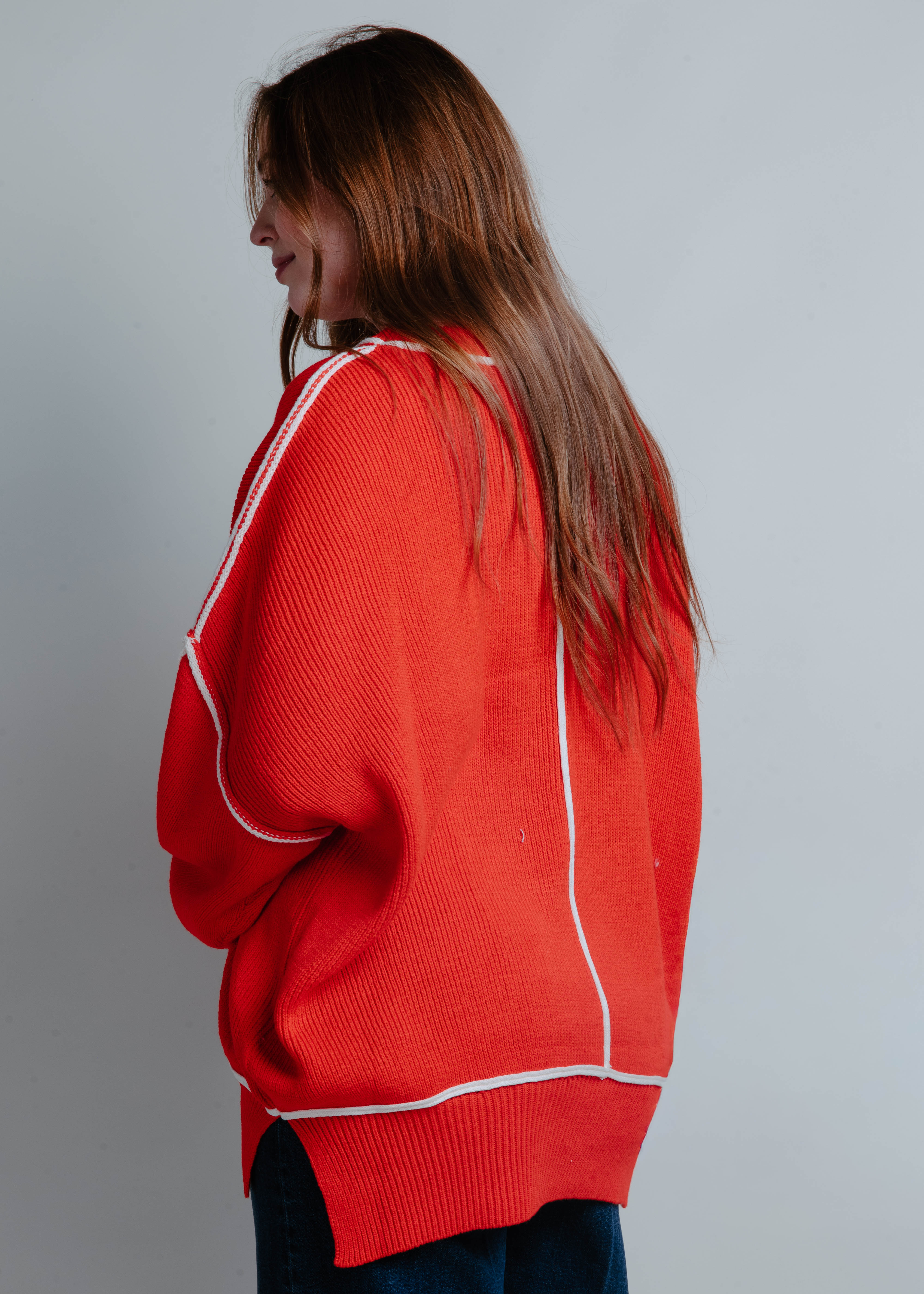 Kourtney Oversized Sweater - Red