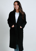 Kristen Belted Sweater Duster - Black