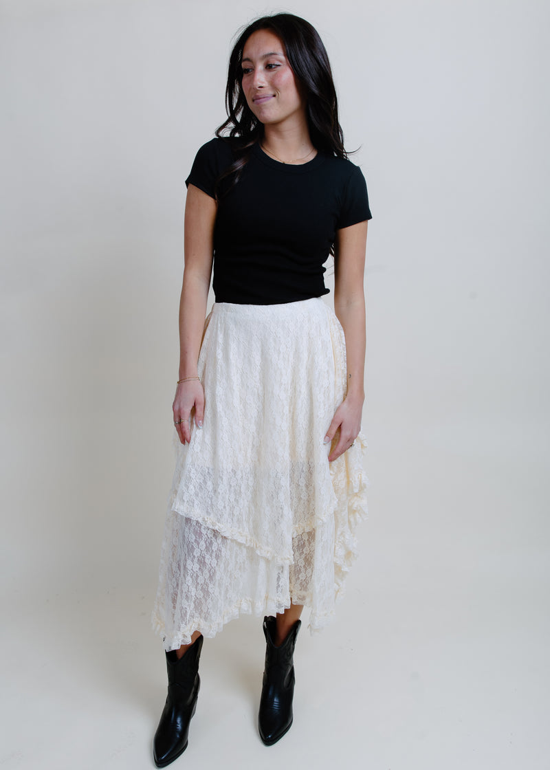 Lainey Lace Midi Skirt - Ecru