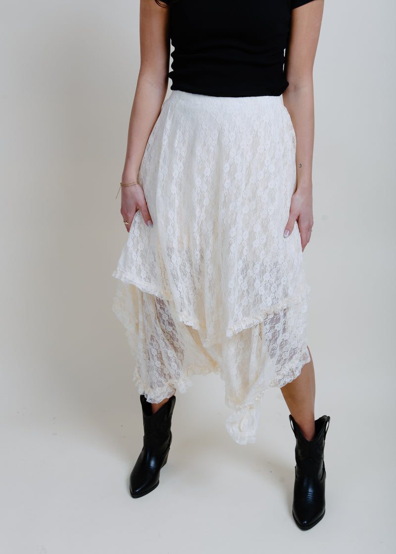 Lainey Lace Midi Skirt - Ecru
