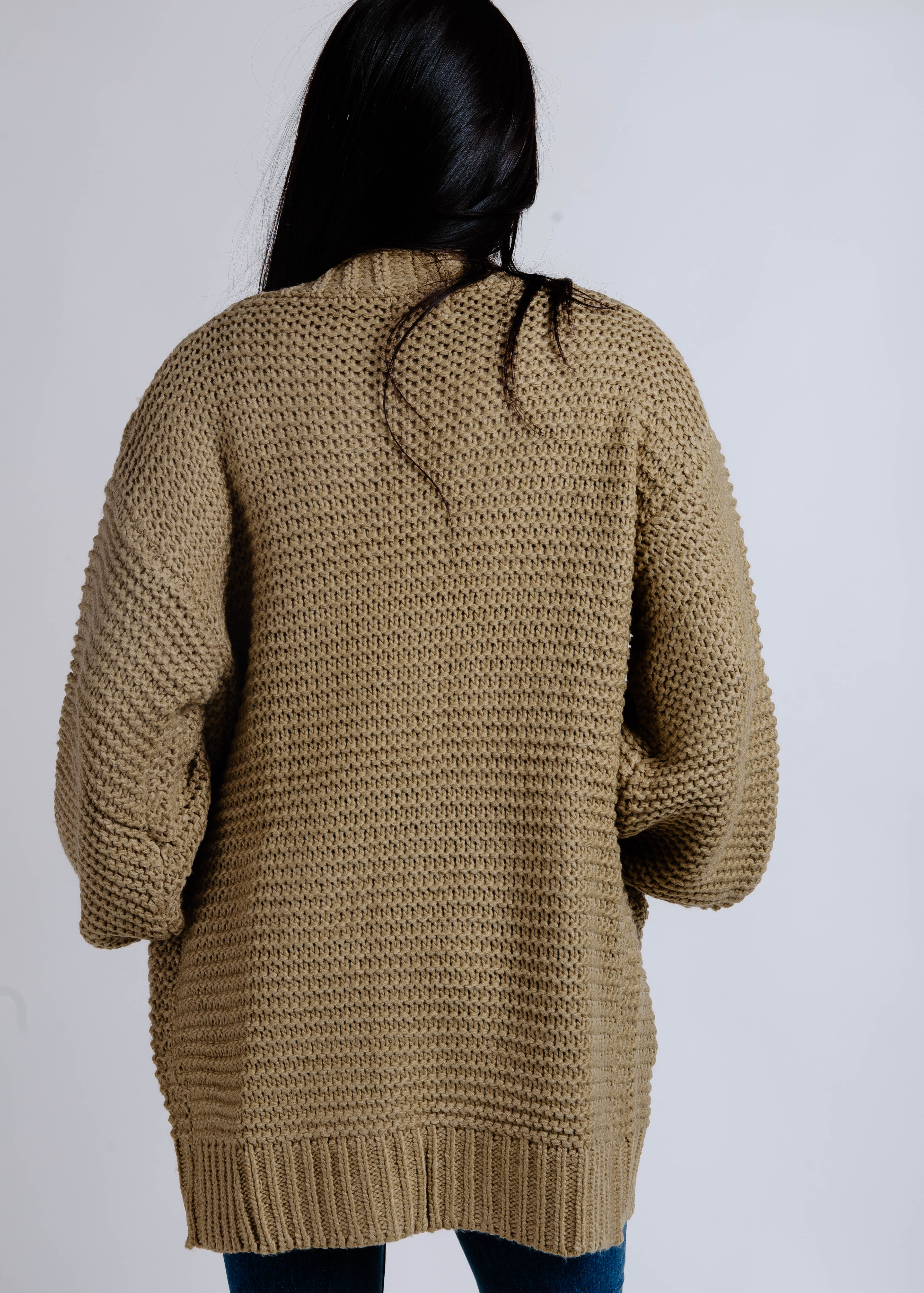 Landon Cable Knit Cardigan - Olive