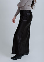 Leslie Satin Midi Skirt - Black