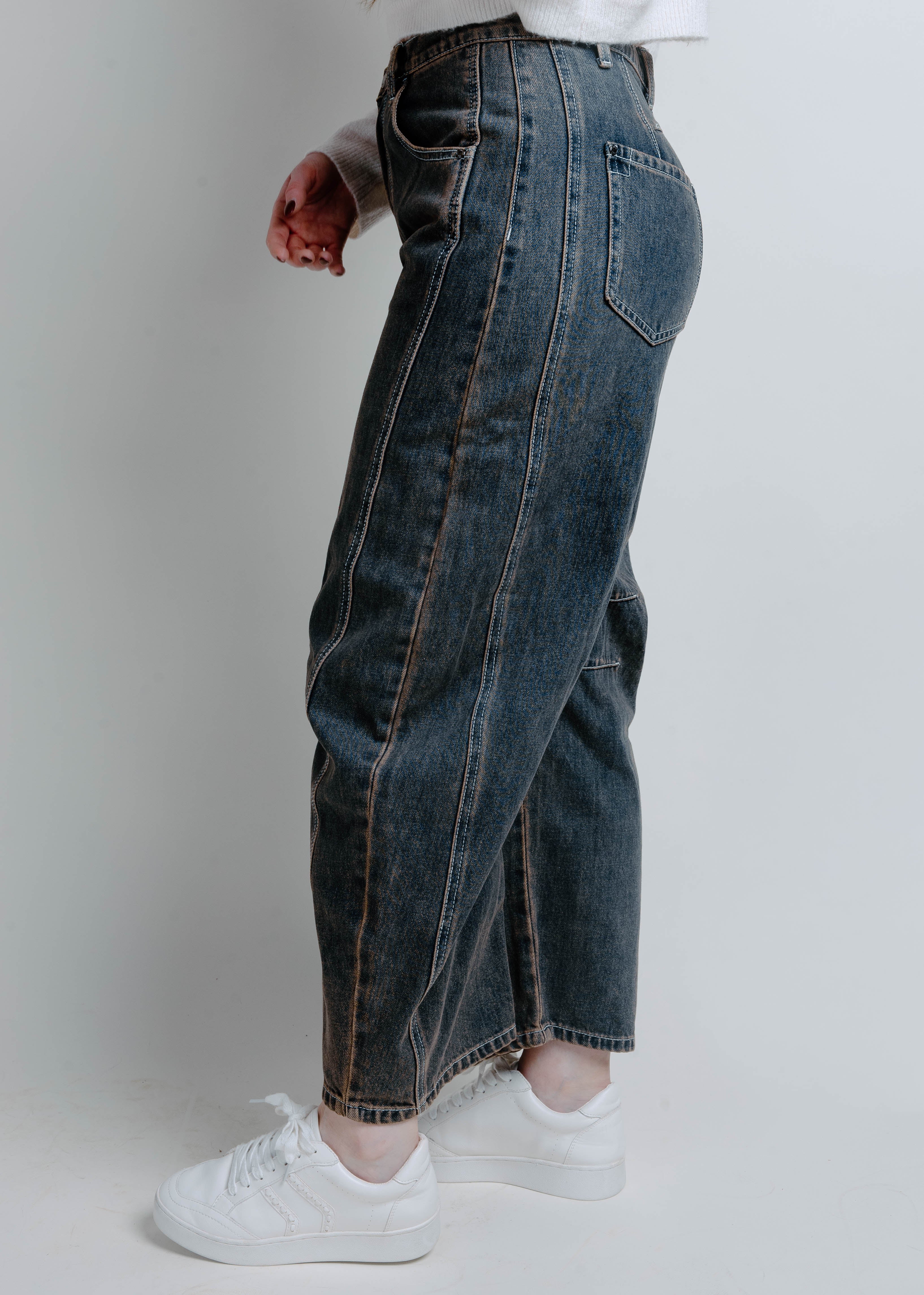 Libby Barrel Jeans - Dark Denim
