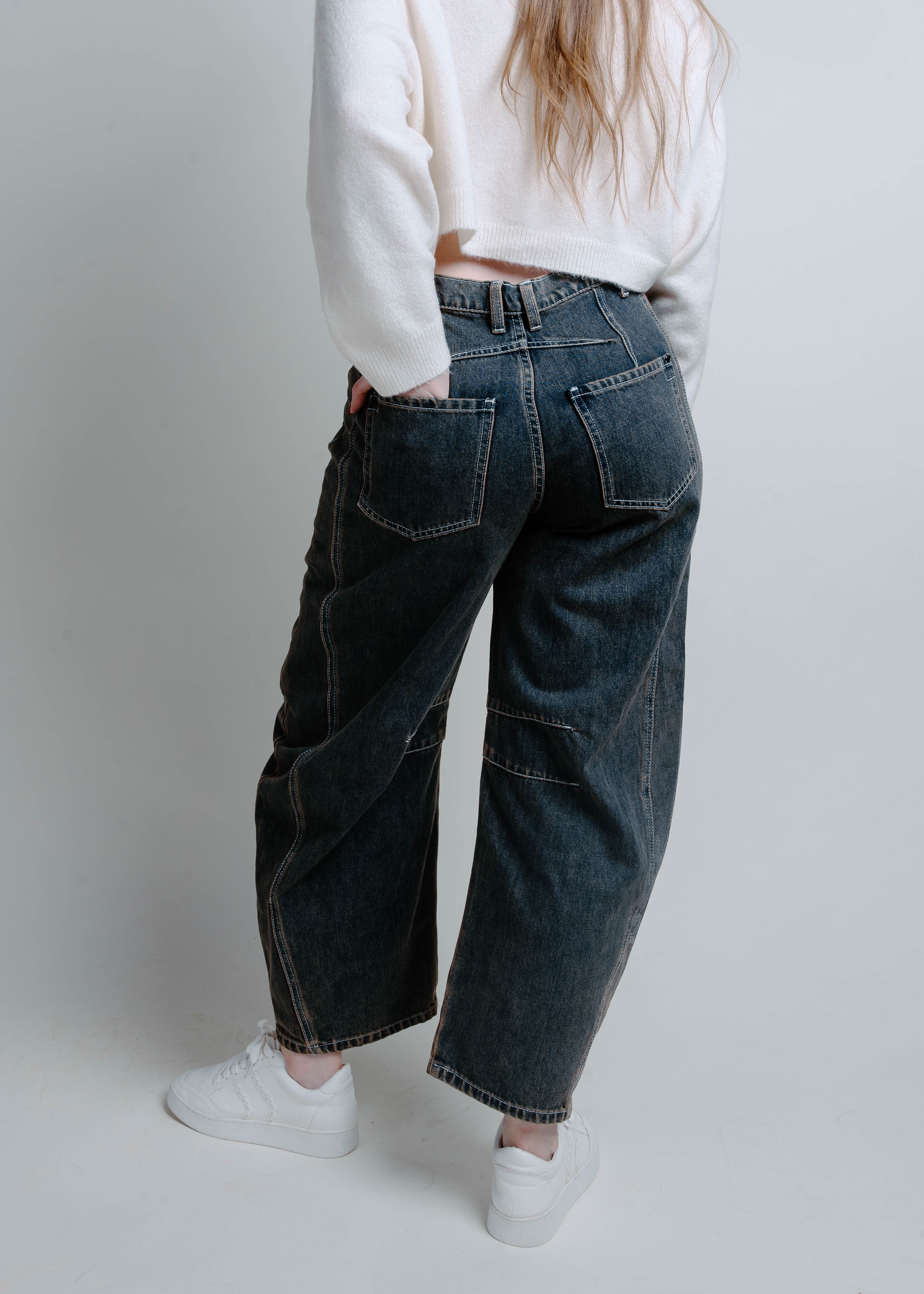 Libby Barrel Jeans - Dark Denim