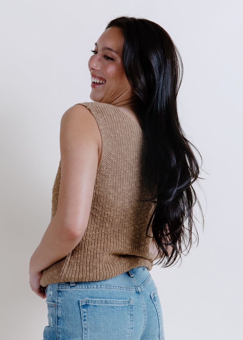 Little Daisy Knit Tank - Camel