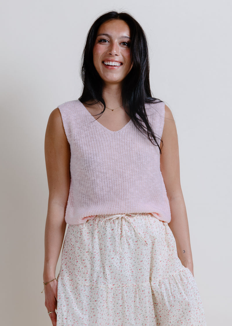 Little Daisy Knit Tank - Light Pink