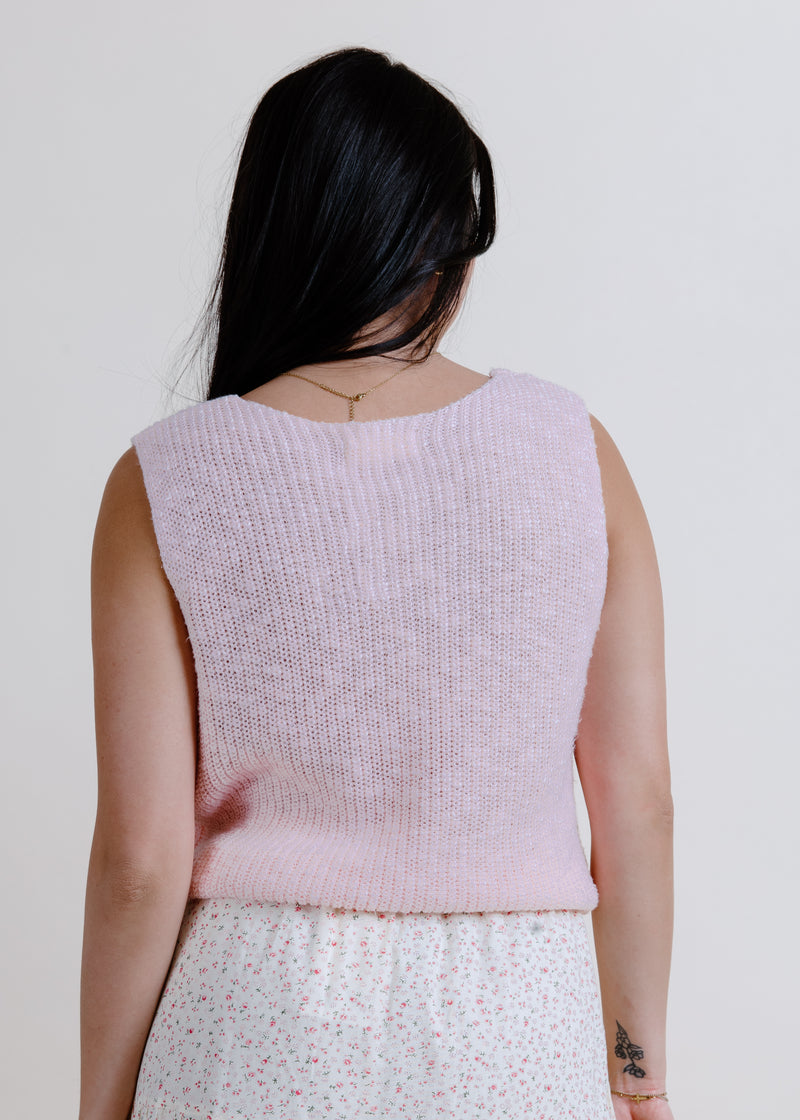 Little Daisy Knit Tank - Light Pink