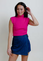 Lorianne Sleeveless Sweater Top - Fuchsia
