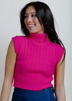 Lorianne Sleeveless Sweater Top - Fuchsia