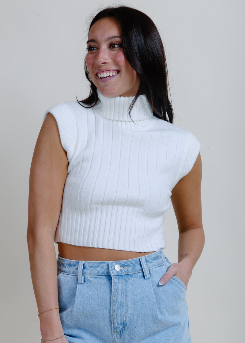 Lorianne Sleeveless Sweater Top - Snow