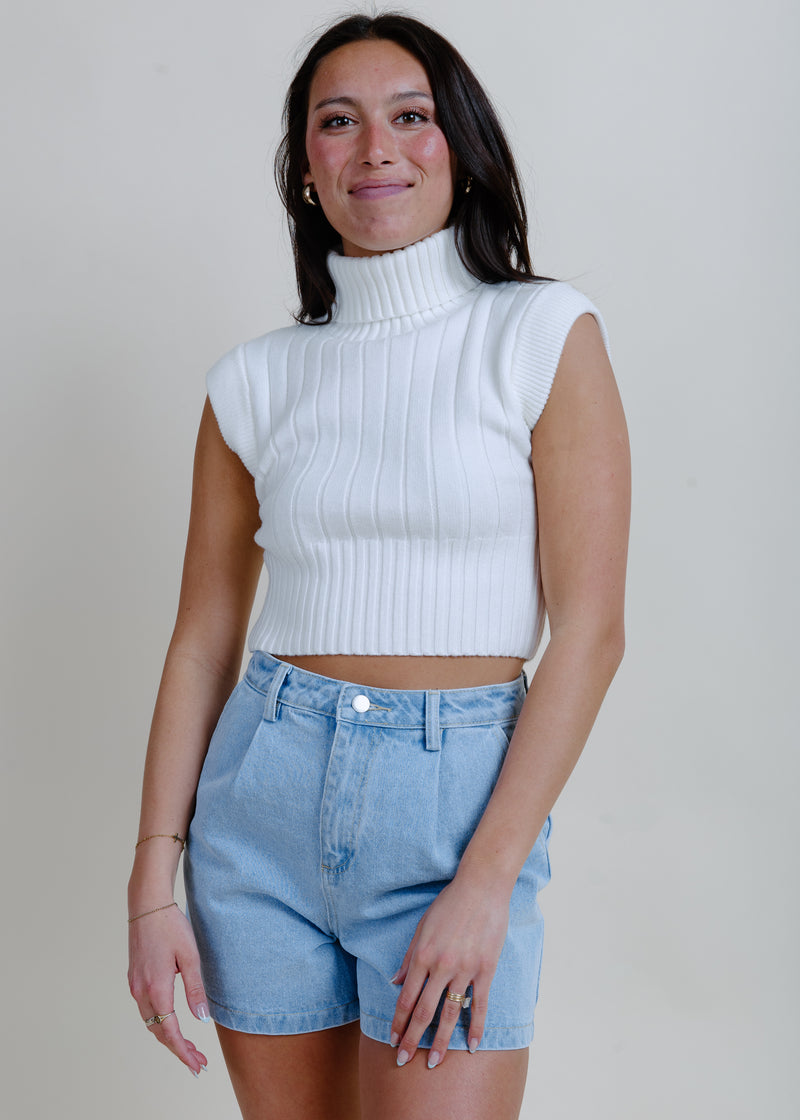 Lorianne Sleeveless Sweater Top - Snow